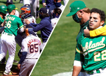 Astros y Oakland protagonizan disputa tras pelotazo del mexicano Humberto Castellanos